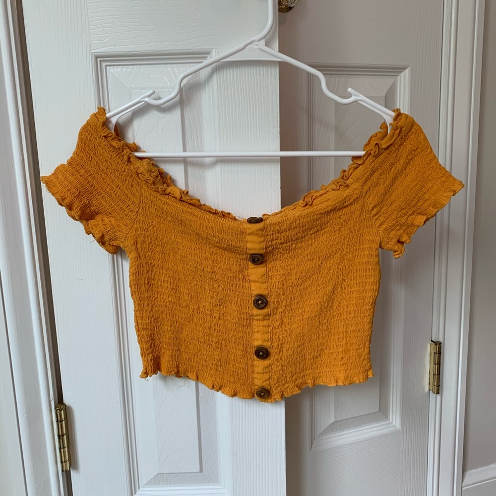 Pacsun Yellow Off-the-Shoulder Crop Top